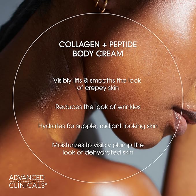 Advanced Clinicals Collagen Peptides Body Lotion & Face Moisturizer | Peptide Infused Collagen Lotion For Women & Men Helps Improve Look Of Crepey Skin, Wrinkles, & Uneven Dry Skin Texture, 16 Ounce-FemmiqueWomen