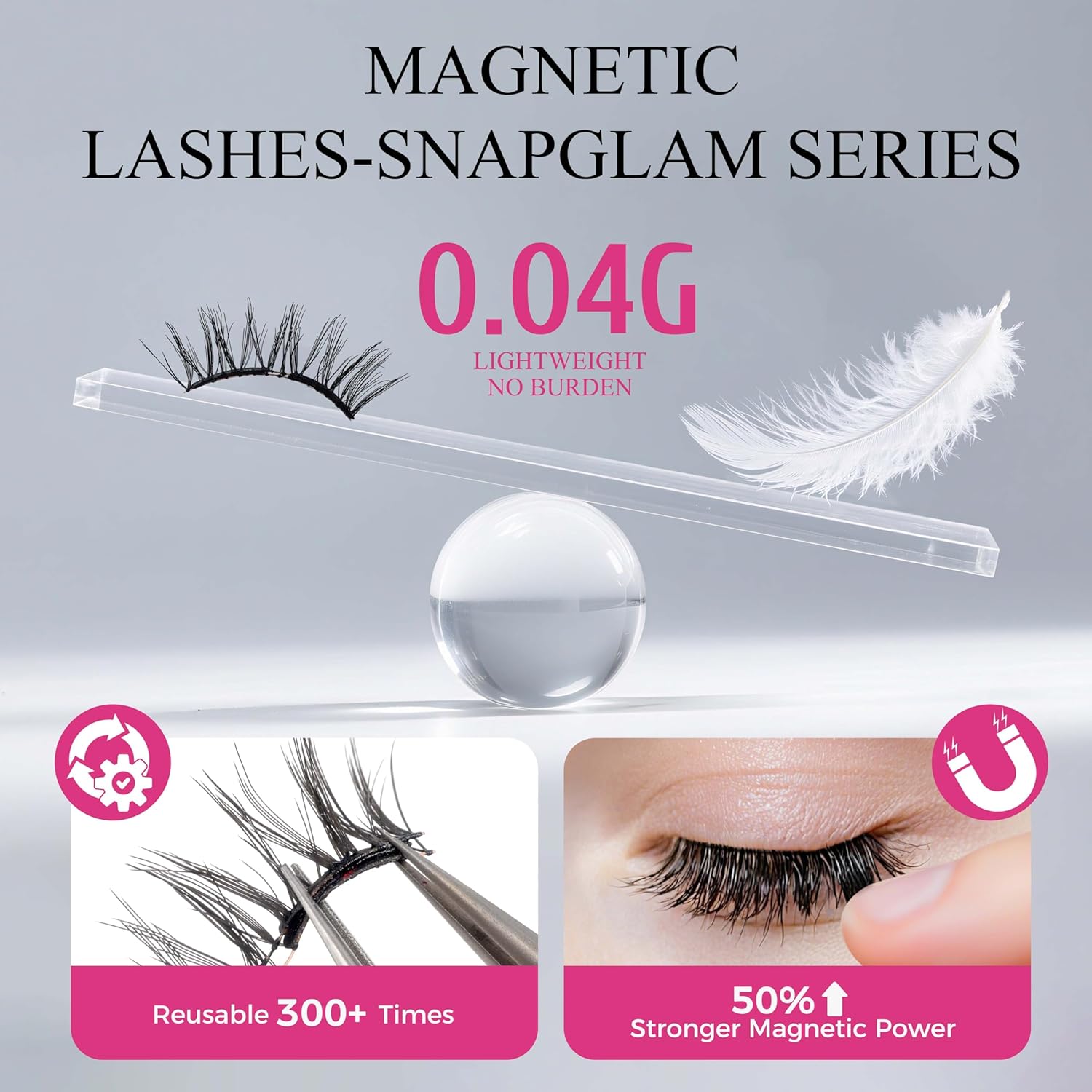 VEYESBEAUTY Magnetic Eyelashes with Applicator Reusable Magnetic Lashes Natural Look No Glue Needed False Eyelashes, NomSpirit Lashes Kit Easy to Wear and Remove-FemmiqueWomen