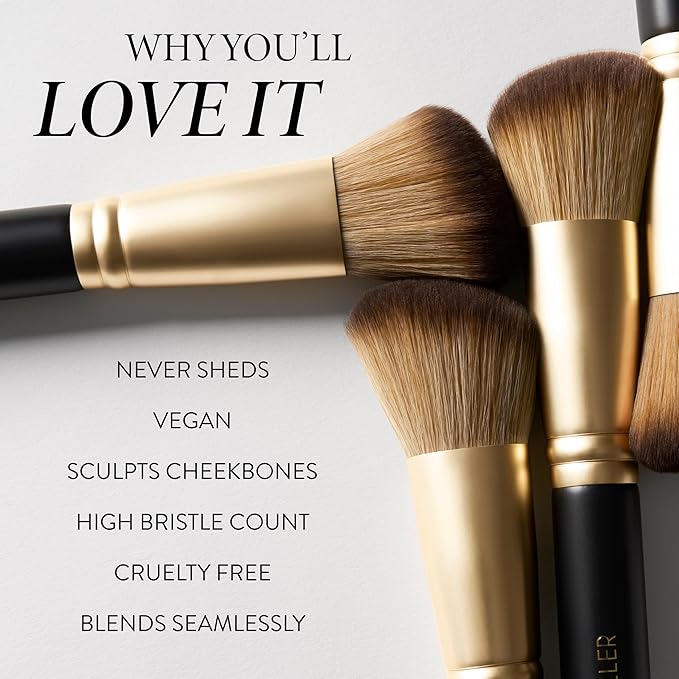 LAURA GELLER NEW YORK Angled Blush Brush with Black Wooden Handle & Dense Bristles for Makeup Application-FemmiqueWomen