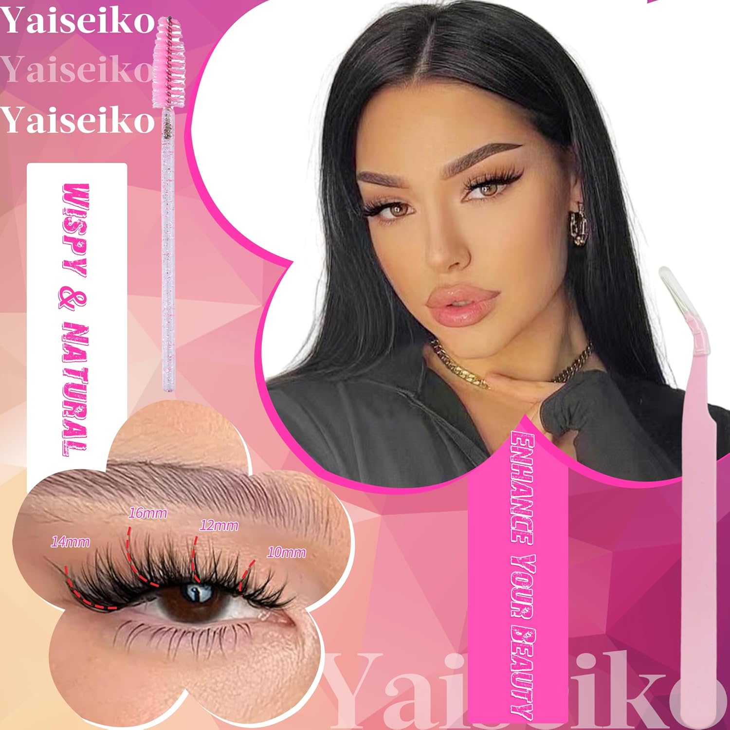 Self Adhesive Eyelashes Clusters Kit Lash Clusters DIY Eyelashes Pre Glued Lashes Extensions No Glue Needed lash Clusters D Curl Individual Lashes(A02,10-16mm,110Pcs)-FemmiqueWomen