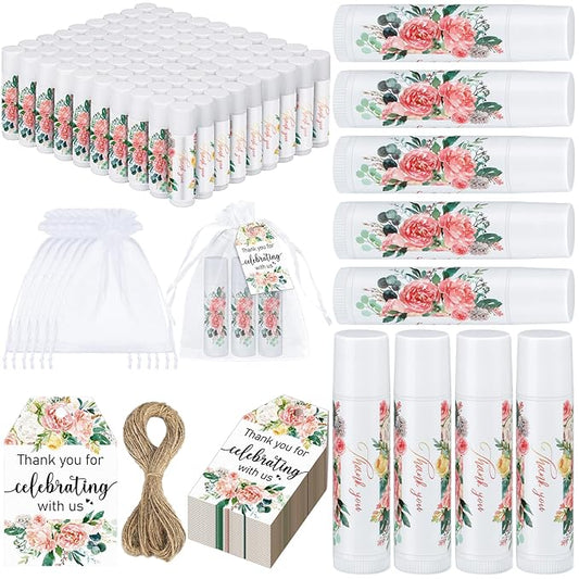 100 Pack Thank You Gifts Lip Balm Bulk Party Supplies Employee Appreciation Gifts for Guests Wedding Bridal Shower Bachelorette Gifts Baby Shower Favors for Coworkers Women Homeless Nurse-FemmiqueWomen