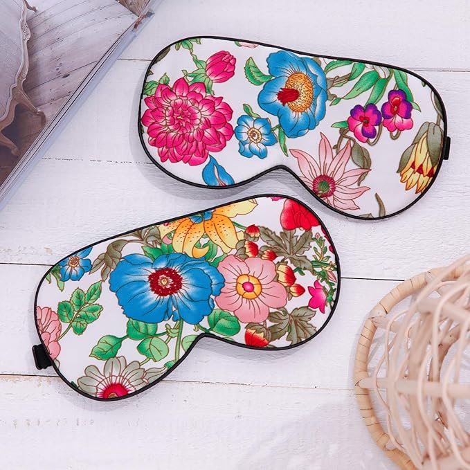 100% Pure Silk Eye Mask Sleep Eye Mask Eye Cover Eyeshade Sleeping Eye Mask Printed Colors (#10)-FemmiqueWomen