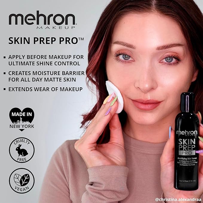 Mehron Makeup Skin Prep Pro Mattifying Skin Toner | Long Lasting Pre-Makeup Skin Primer (1 fl oz)-FemmiqueWomen