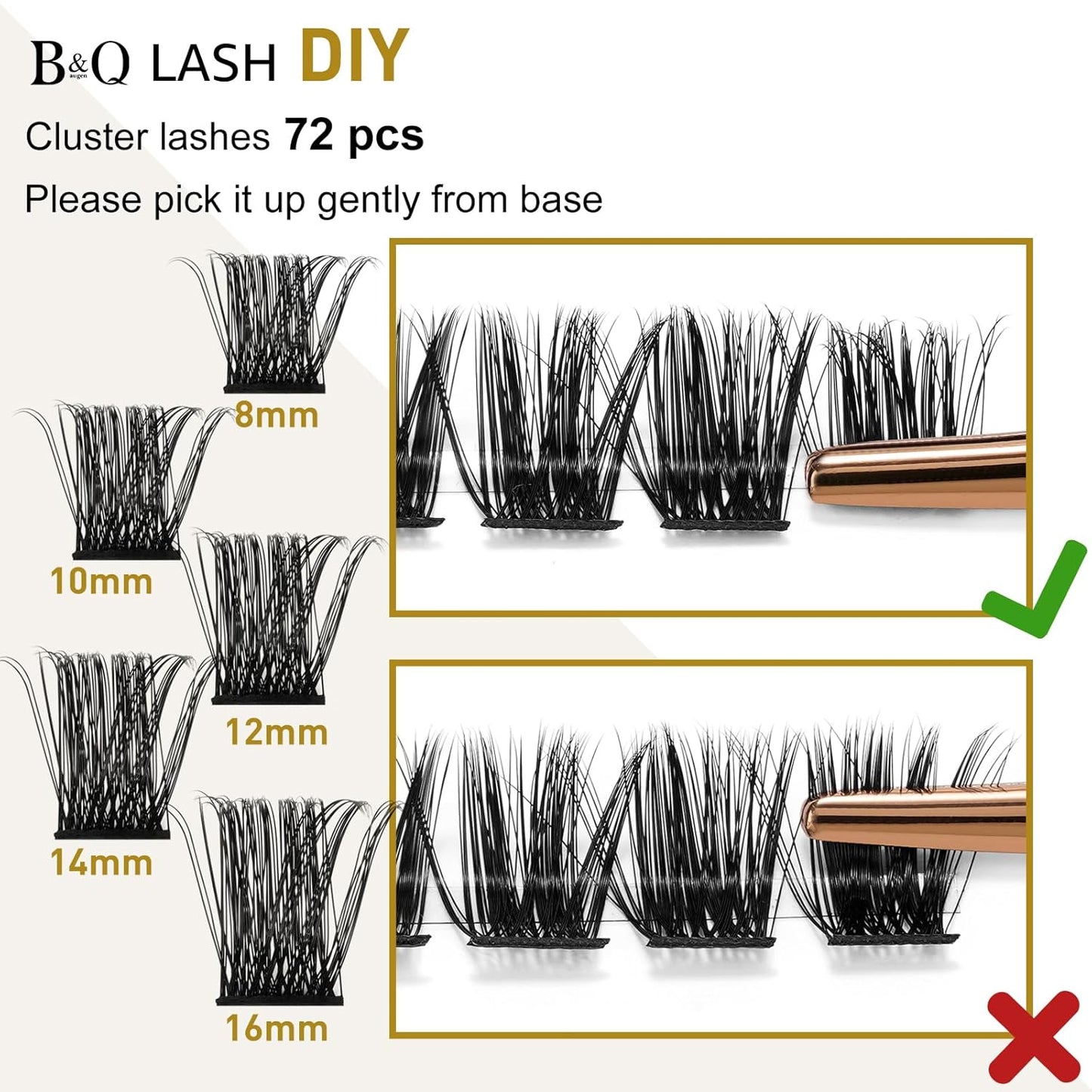 Lash Clusters B07 D Curl 18mm DIY Eyelash Extensions 72 Clusters Lashes C D Curl B&Qaugen LASH Mega Volume Individual Lashes Eyelash Clusters Extensions Individual Lashes Cluster at Home (B07,D-18mm)-FemmiqueWomen