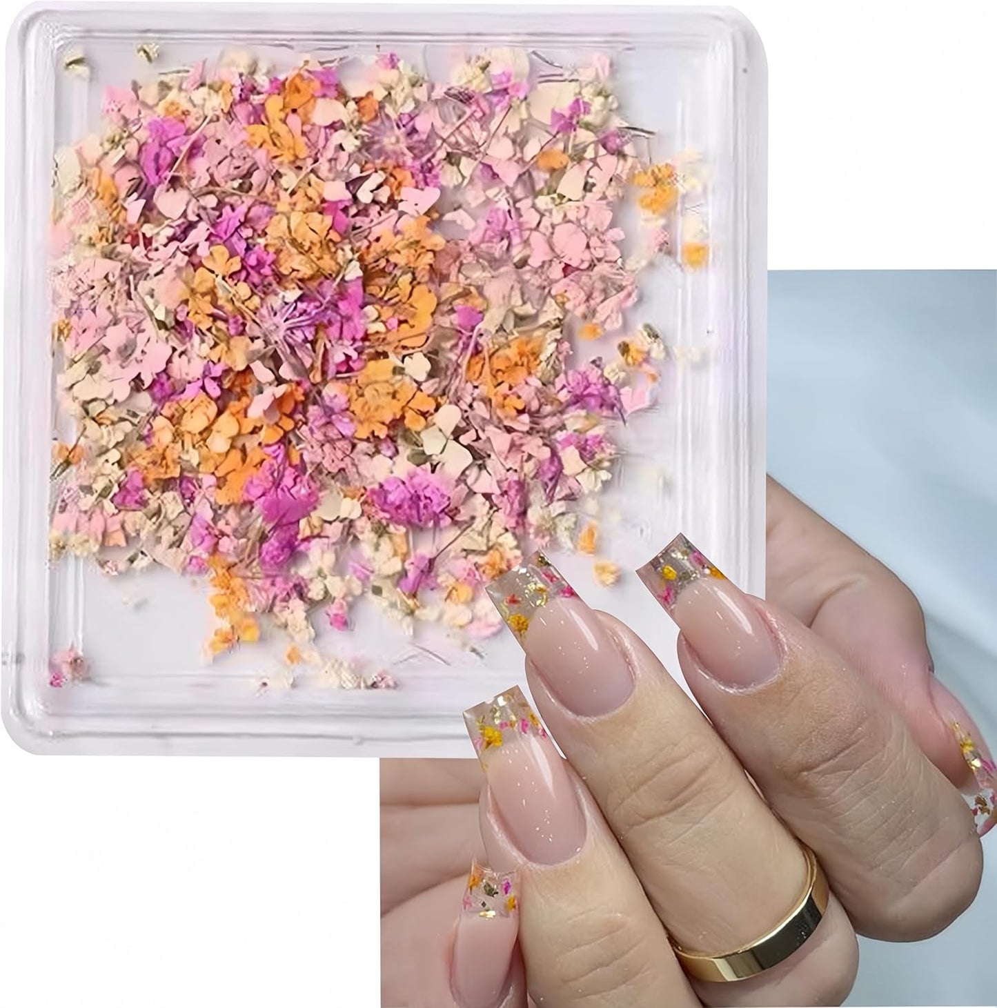 1 Boxes Dried Flowers for Nail Art,Colorful Dry Flowers Mini Real Natural Flowers Nail Stickers DIY Mini Mix Flower Petals Nail Art Supplies for Summer Acrylic Nails Design Manicure Accessories-FemmiqueWomen
