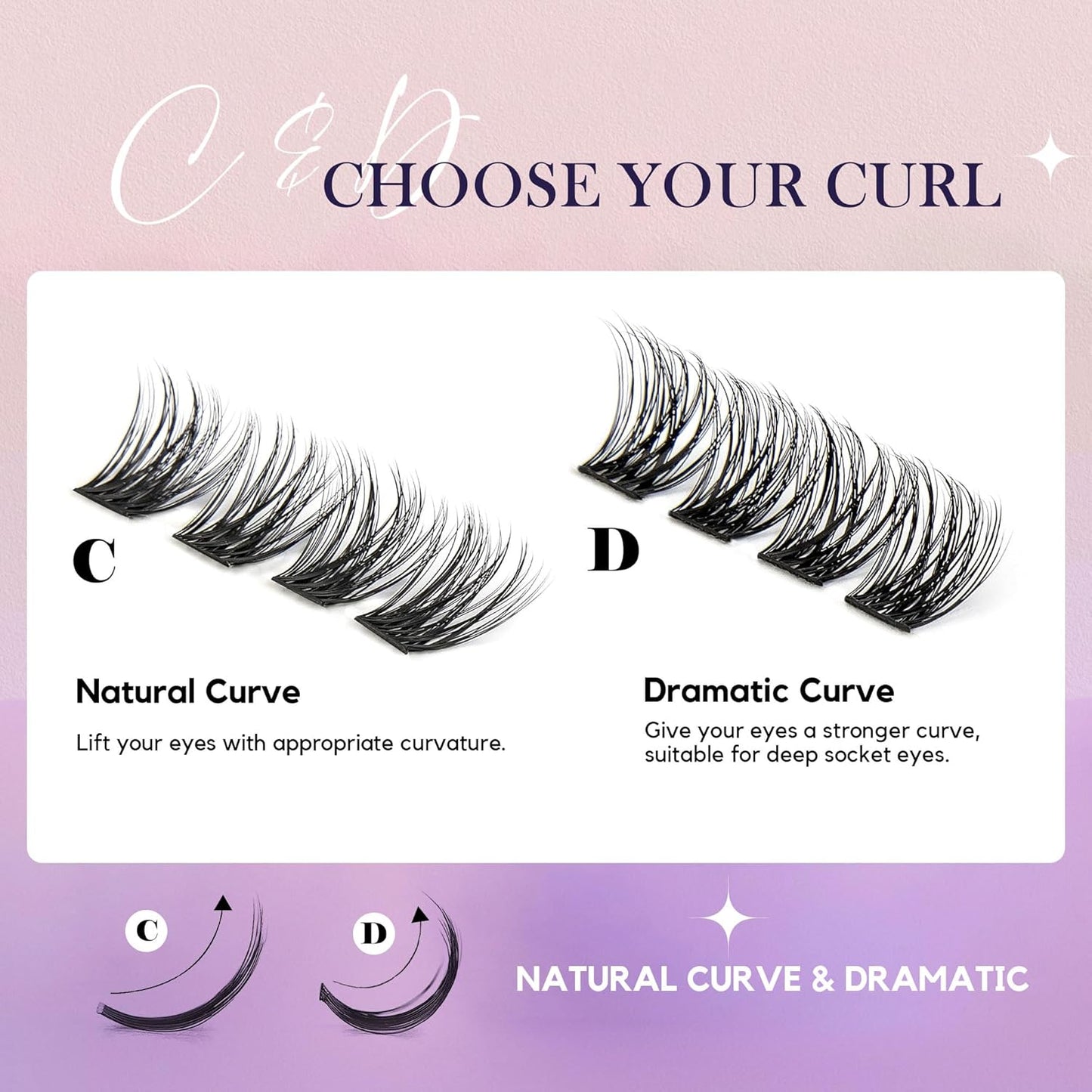 GAQQI Lash Clusters, GQ19 Individual Lashes 168pcs C Curl, DIY Lash Extension 12mm Length Only False Eyelash Clusters, Natural & Wispy Lash Wisps (GQ19,C Curl,12mm)-FemmiqueWomen