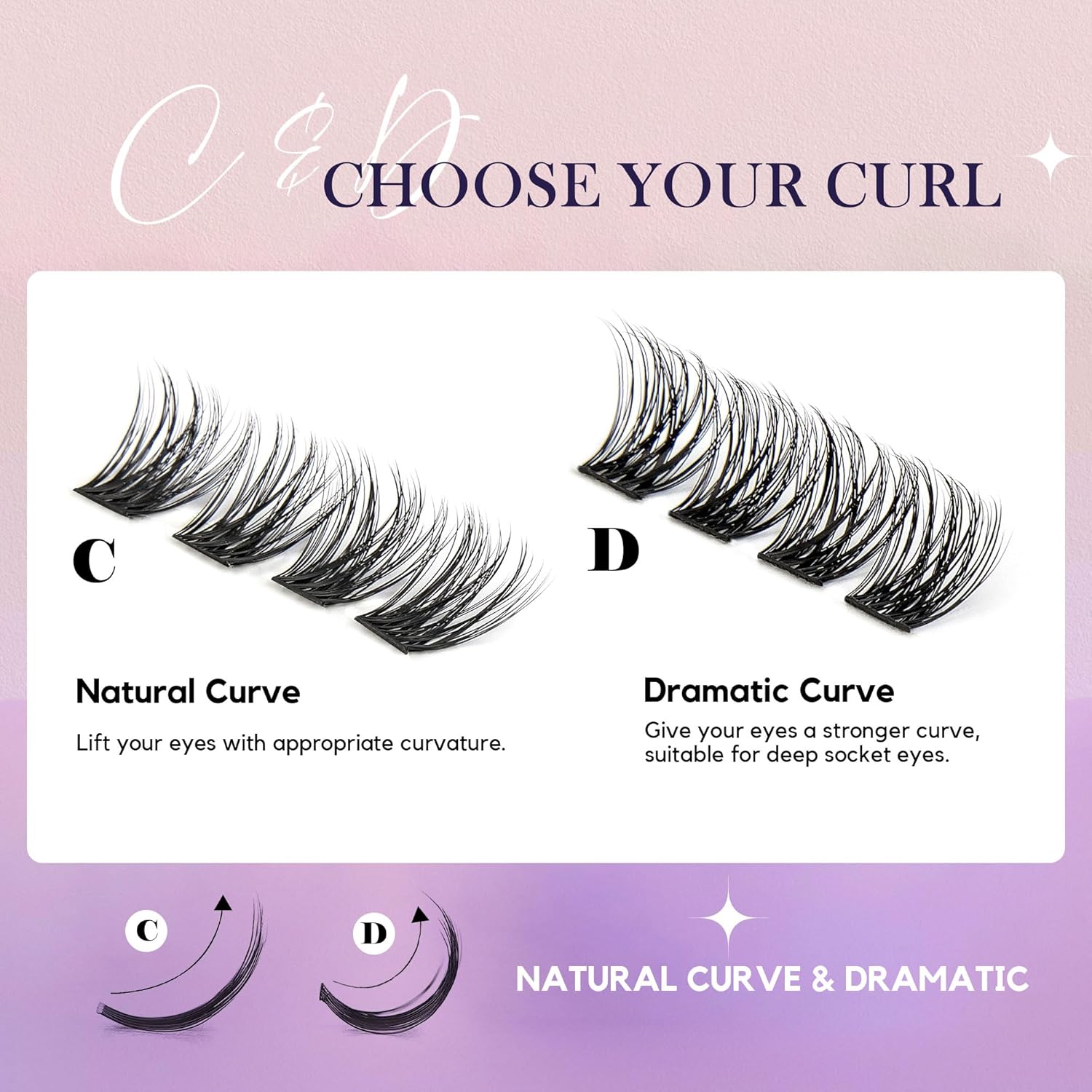 GAQQI Lash Clusters, GQ19 Individual Lashes 168pcs D Curl, DIY Lash Extension 14mm Length Only False Eyelash Clusters, Natural & Wispy Lash Wisps (GQ19,D Curl,14mm)-FemmiqueWomen