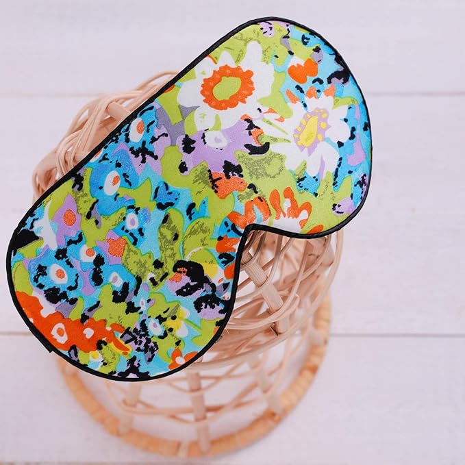 100% Pure Silk Eye Mask Sleep Eye Mask Eye Cover Eyeshade Sleeping Eye Mask Printed Colors (#17)-FemmiqueWomen