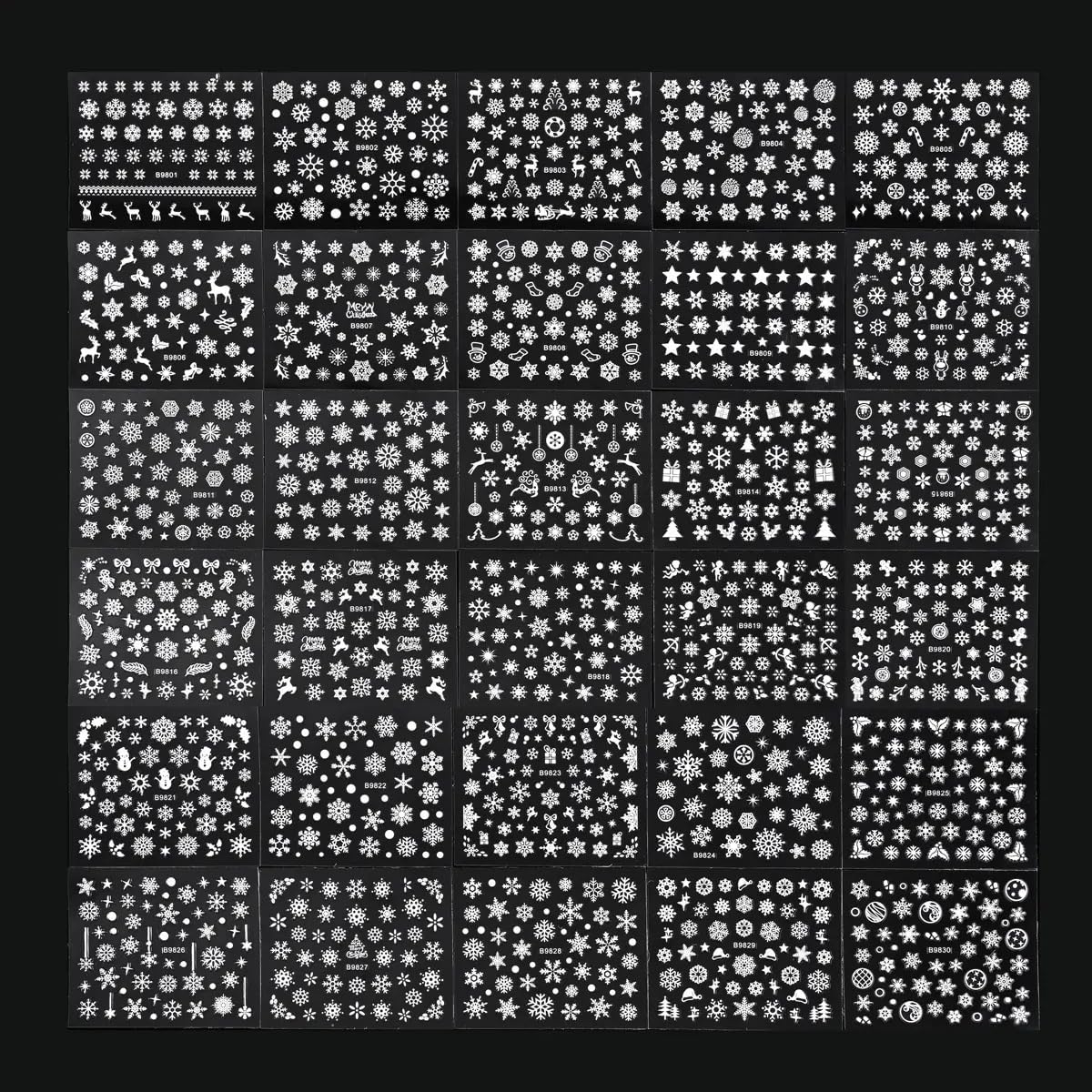 30 Sheet White Snowflakes Nail Art Stickers Christmas Snowflake Decals 3D Self-Adhesive Nail Art Supplies Charms for Nails Art Manicure Tips Decoration-FemmiqueWomen