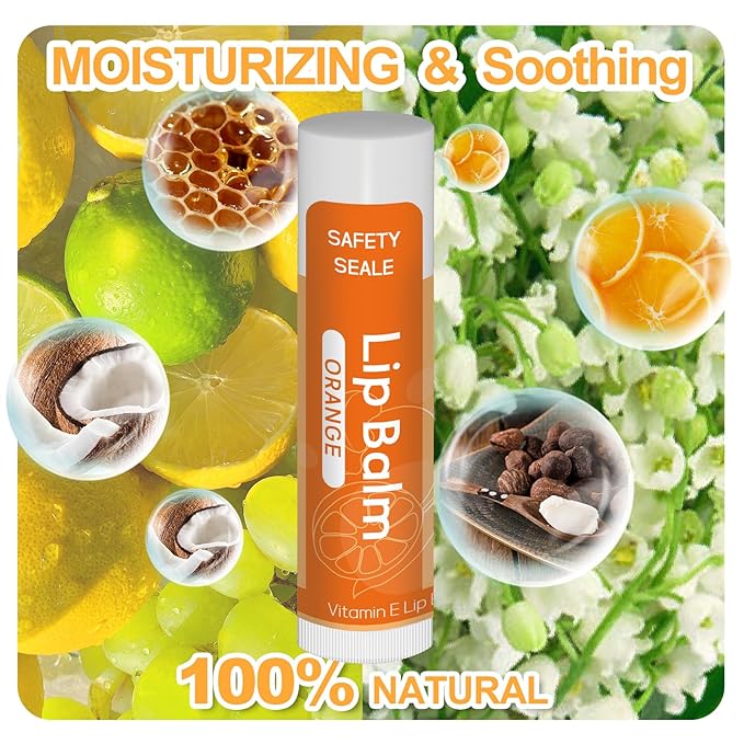 20 Pack Natural Lip Balm Bulk with Vitamin E and Coconut Oil Valentine's Day best choice - Moisturizing, Soothing, and Repairing Dry and Chapped Lips - 10 Flavors - Non-GMO-FemmiqueWomen