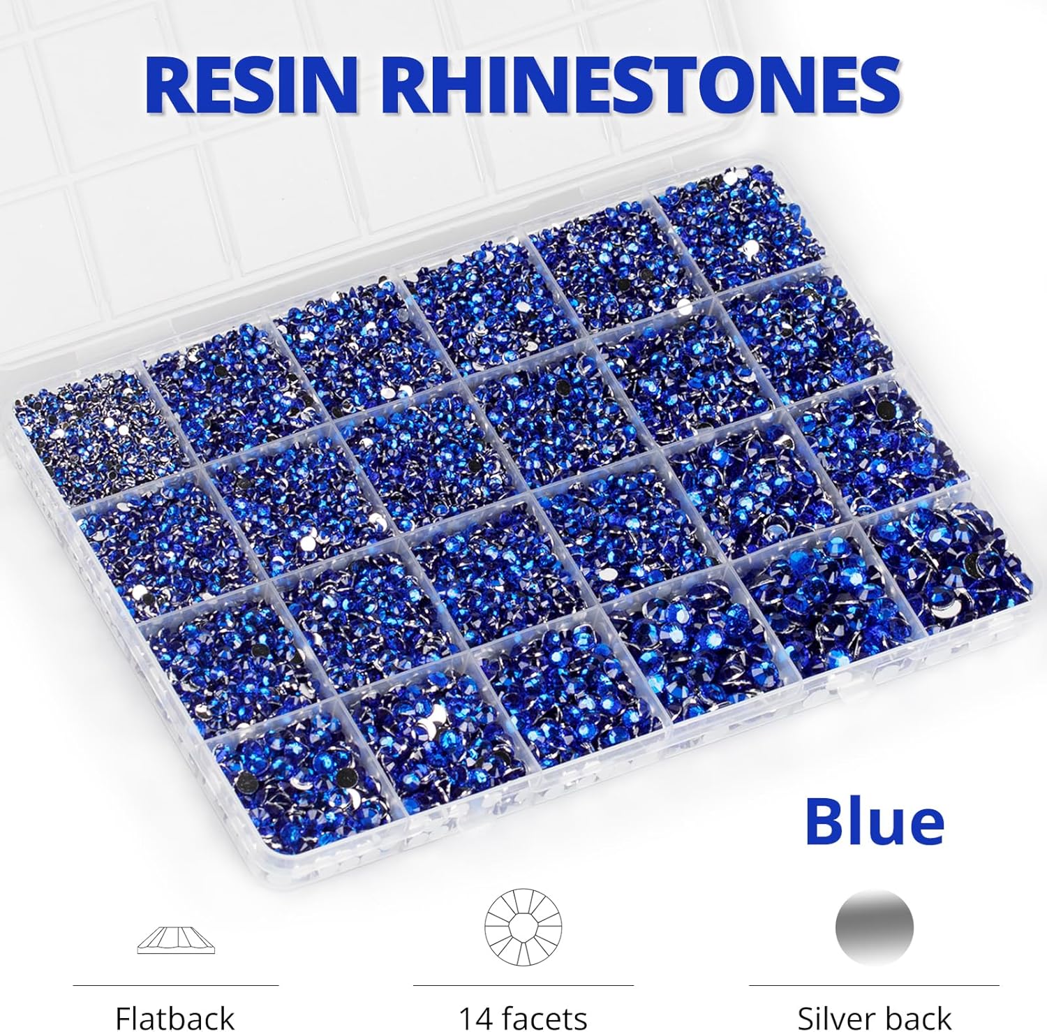 30000Pcs Resin Rhinestones for Crafting Bedazzling, Blue Flatback Gems Crystal for Crafts Clothing Clothes Shoes Fabric Tumblers Cups, Bling Dark Royal Navy Blue Flat Back Jewels with b7000 Glue-FemmiqueWomen