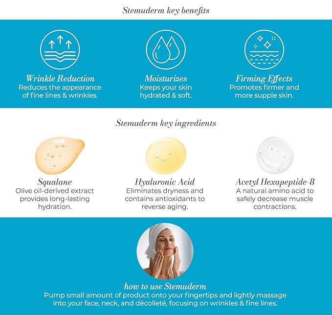 Stemuderm Face & Eye Cream - Anti Aging Skincare - Daily Moisturizer for Fine Lines, Wrinkles & Eyebags - Supports Natural Production of Collagen & Elastin - Organic Plant Based Stem Cells - 1.7 fl oz-FemmiqueWomen