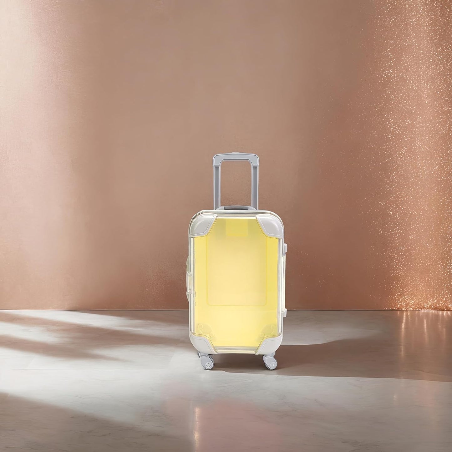 False Eyelash Storage Box, Portable Travel Organizer Mini Luggage False Eyelash Tray Makeup Tool (PALE YELLOW)-FemmiqueWomen