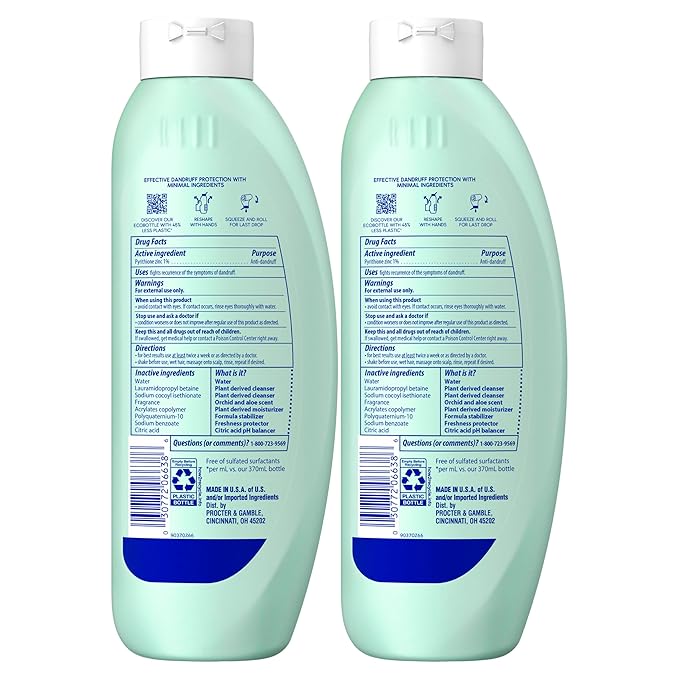 Head & Shoulders BARE Dandruff Shampoo Twin Pack, Soothing Hydration, Sulfate-Free, Silicone-Free, Dye-Free, Eco-Friendly Bottles, Safe for All Hair Types, 13.5 Fl Oz Each (Set of 2)-FemmiqueWomen