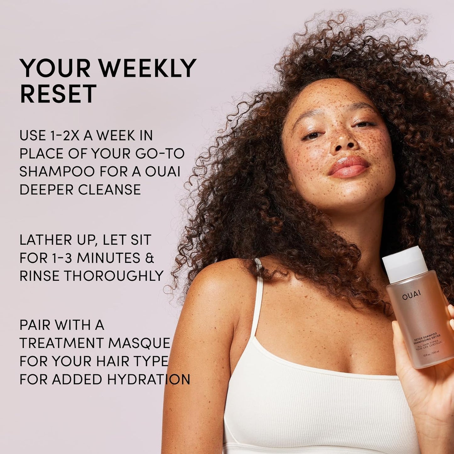 OUAI Detox Shampoo Travel Size - Clarifying Shampoo for Build Up, Dirt, Oil, Product and Hard Water - Apple Cider Vinegar & Keratin for Clean, Refreshed Hair - Sulfate-Free Hair Care (3 oz)-FemmiqueWomen