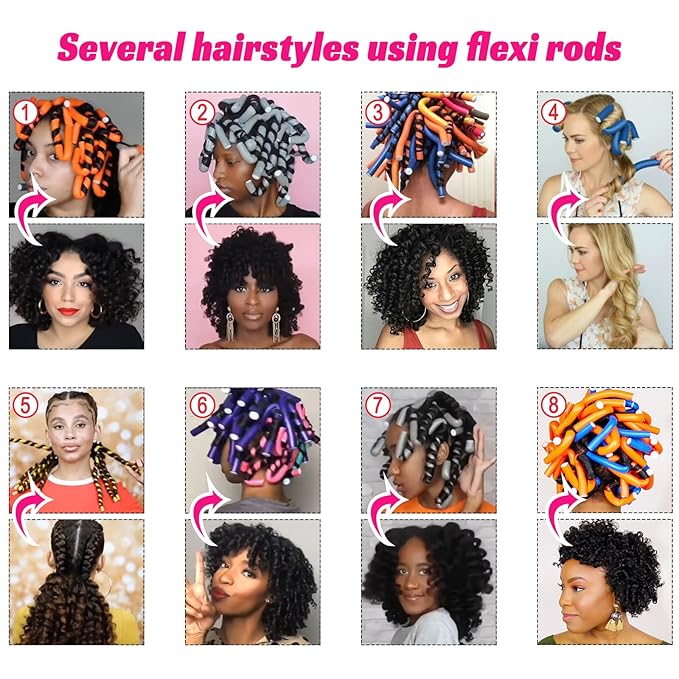 30PCS 9.45" Flexible Curling Rods,Heatless Twist Soft Foam Hair Rollers Home Use for Women Girls Long and Short Hair to Sleep in, (0.55 x 9.45 Inch, 3 Colors)-FemmiqueWomen