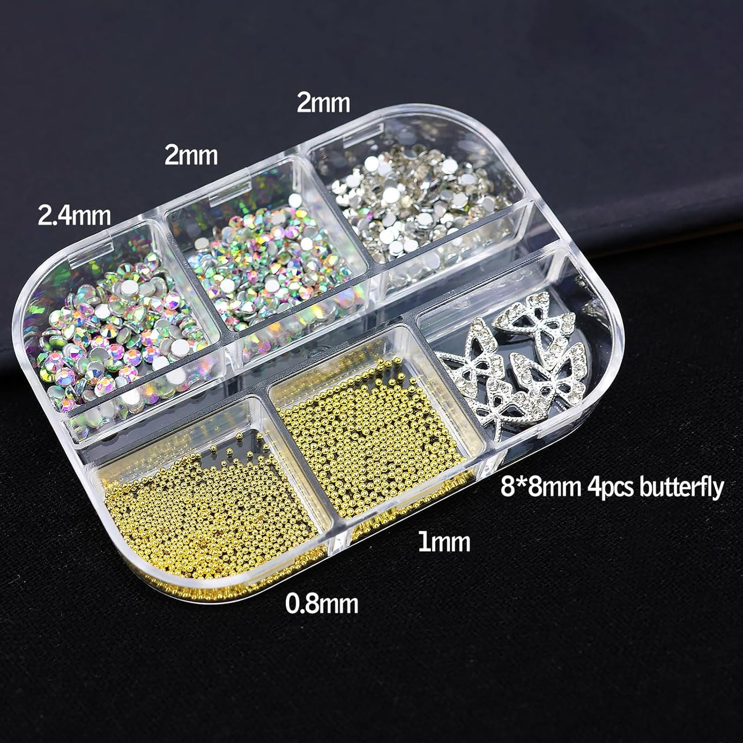 3D Pink Pastel Acrylic Flower Nail Charms - Mixed Rhinestones Kit with Gold Caviar Beads & Crystal AB Color Gems-FemmiqueWomen