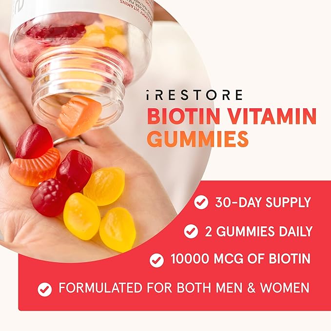 iRestore Hair Gummy Vitamins, Vegan Biotin Gummies for Hair Skin and Nails, Hair Growth Gummies for Women & Men, Biotin 10,000mcg, 3PK-FemmiqueWomen