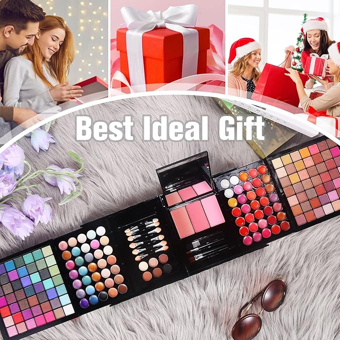 177 Colors Professional Makeup Kit for Women Girls Full Kit Gift Set with Mirror All in One Make up Palette Included Eyeshadow Powder Eye Shadow Gel Lip Gloss Concealer Eyebrow Powder Blush Brushes-FemmiqueWomen