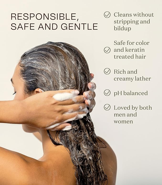 Non Toxic Vegan Shampoo with Organic Ingredients, Apple Cider Vinegar & Tea Tree Oil - Sulfate Free, Color Safe, Paraben Free, Gluten Free, Cruelty Free, pH Balanced (2-Pack)-FemmiqueWomen