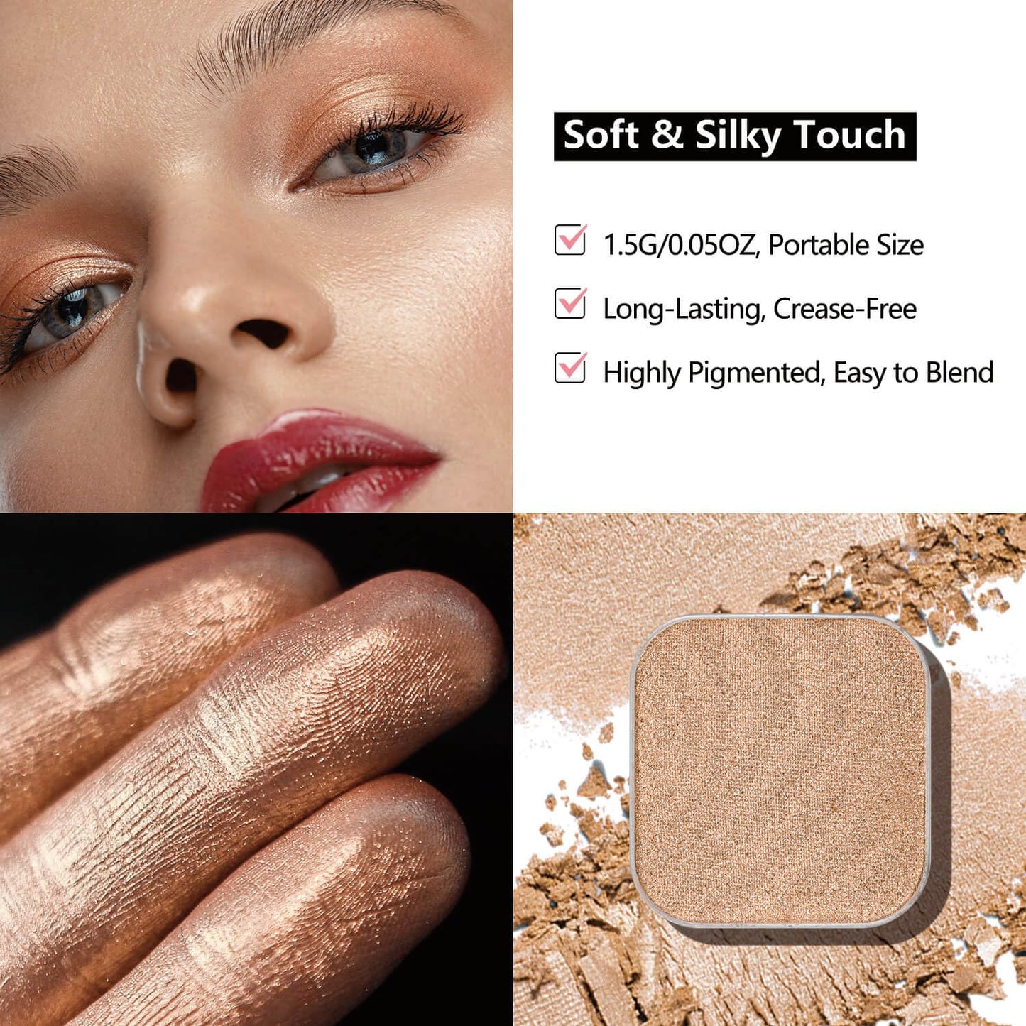 3-Color Eyeshadow Combo Pack – Matte & Shimmer Neutral Shades,Powder, Highly Pigmented, Long-Lasting, Refills Pans for Custom Magnetic Palette-FemmiqueWomen