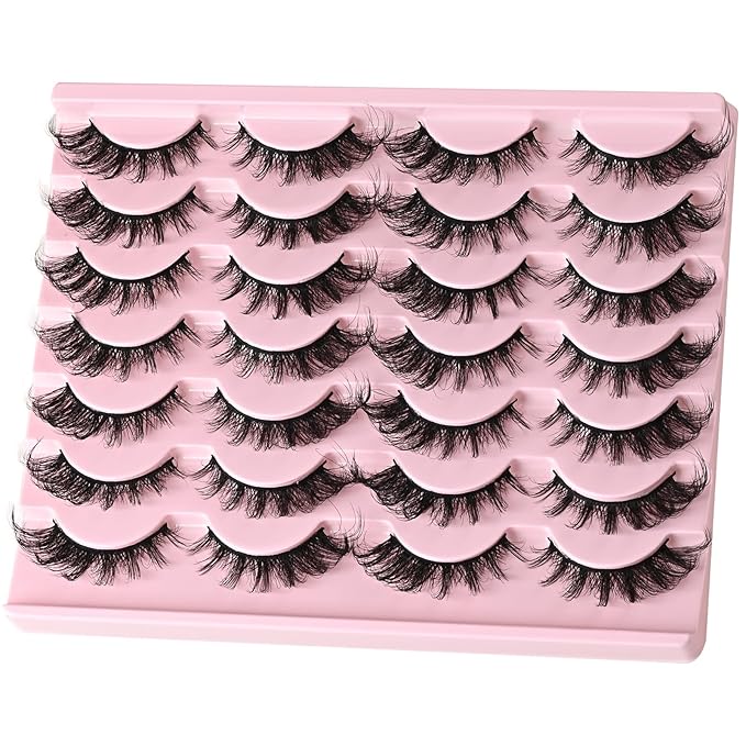 FARRED Cat Eye Lashes Fox Eyelash Wispy Fluffy False Eyelashes 14 Pairs Fake Eyelashes Natural Look Short Natural Lashes Cat Eye Lash Wispy Volume Eyelash (F23 | 8-16mm)-FemmiqueWomen