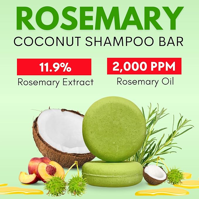 Rosemary Shampoo and Conditioner Bar Set 3 - Hair Growth, Regrowth, and Anti Hair Loss - Natural Solid Shampoo Bars for Women with Straight, Curly Hair for Thinning, Thickening Sulfate & Silicone free-FemmiqueWomen