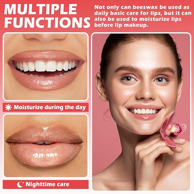 3PCS Bee Lip Balm Honey Pot Honey Strawberry Watermelon Lip Balm Sleeping Lip Mask Silky Hydrating Bee Lip Balm Honey Lip Mask Overnight Lip Care Products(Honey+Strawberry+Watermelon)-FemmiqueWomen