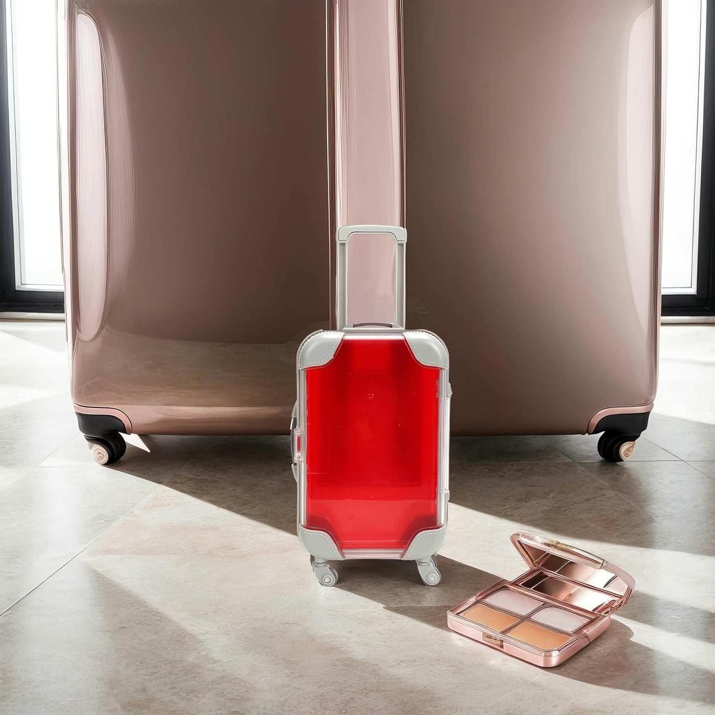 False Eyelash Storage Box, Portable Travel Organizer Mini Luggage False Eyelash Tray Makeup Tool (RED)-FemmiqueWomen