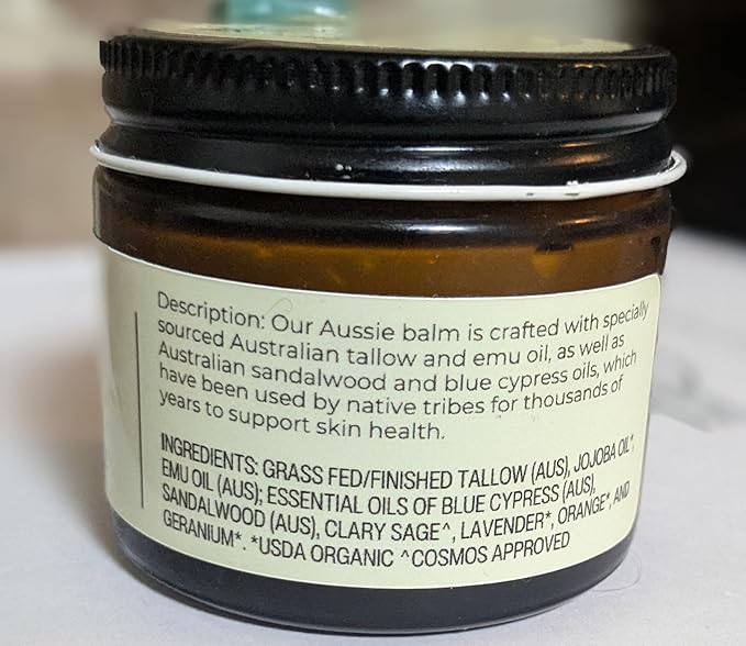 Handmade "Blue Outback" Australian Whipped Tallow Balm with Emu, Jojoba, Sandalwood, and Blue Cypress - 1.3 oz -FemmiqueWomen