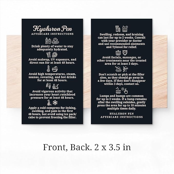 100 Pack - Premium Hyaluron Pen Lip Filler Aftercare Instructions Card 2 x 3.5" Accessories Supplies Kit Care - HP20A100_N-FemmiqueWomen