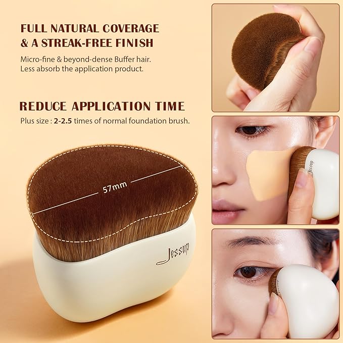 Jessup Makeup Brush Foundation Brush with Makeup Sponge 1pc Kabuki Brush for Liquid, Cream or Flawless Powder Cosmetic Face Boby Brush, T882-FemmiqueWomen