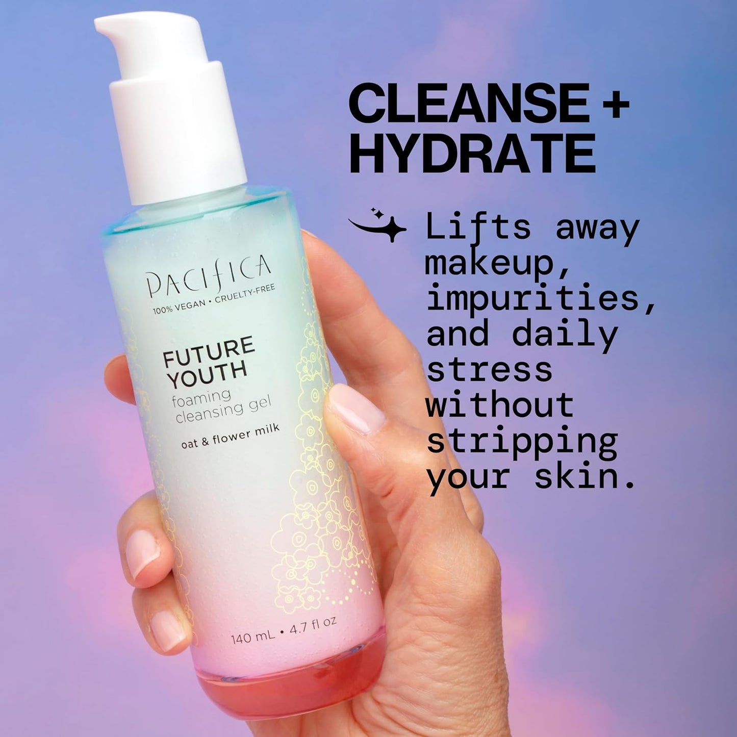 Pacifica Future Youth Foaming Face Wash - Hydrating Anti-Aging Cleansing Gel, Dermatologist Tested Gentle Facial Cleanser, Alcohol-Free Vegan Formula for All Skin Types Clean Beauty Cruelty-Free 4.7oz-FemmiqueWomen