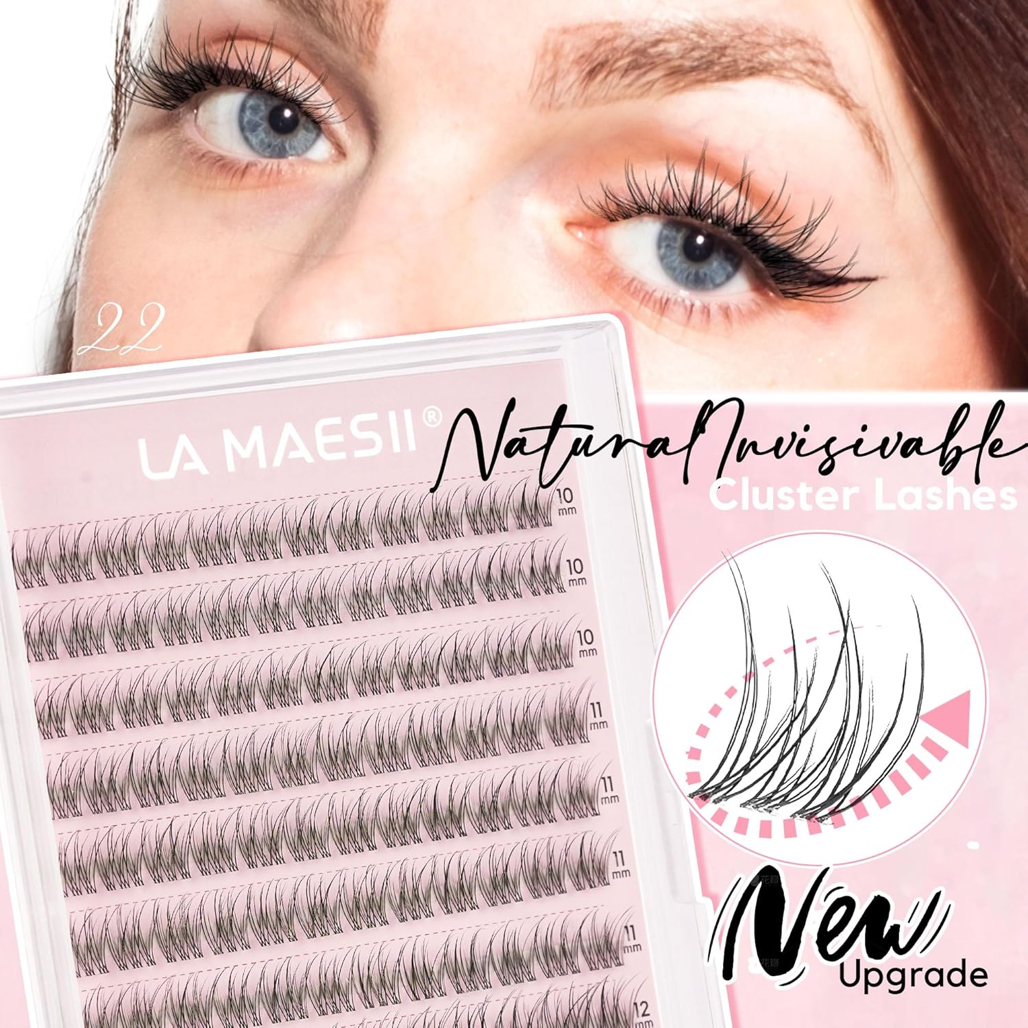 120Pcs Clear Band Lash Clusters 10-14mm Natural Look Cluster Eyelashes C Curl Resuable Invisible Band Individual Cluster Lashes(22)-FemmiqueWomen