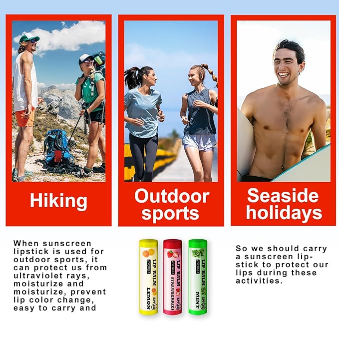 3 Pack SPF Lip Balm Bulk - SPF 30 SunGuard Lip Balm Sunscreen- Summer Protection for Lasting Hydration UV Defense Prevents and Soothes Dry, Chapped Lips-3 Delicious Flavors-FemmiqueWomen