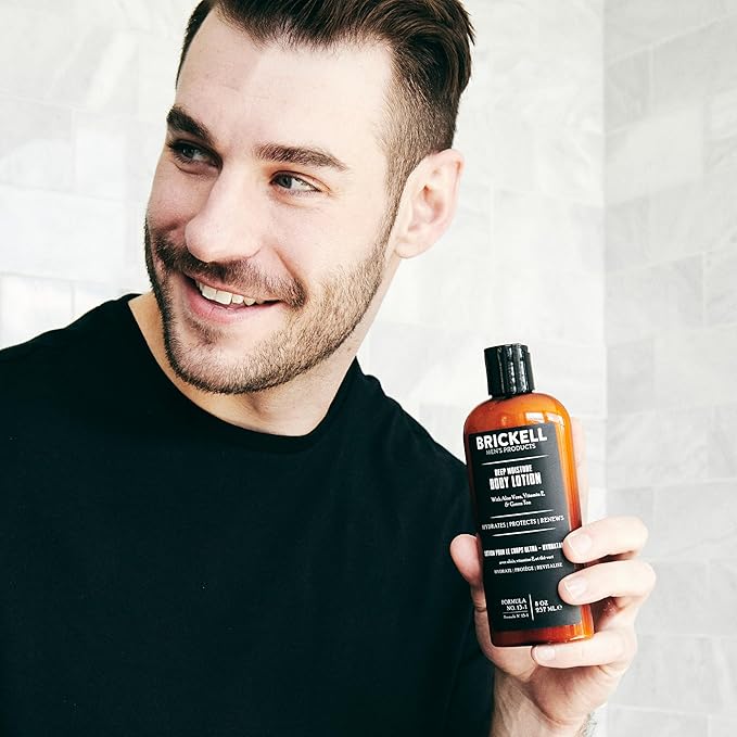 Brickell Men's Deep Moisture Body Lotion for Men, Natural and Organic Protects and Hydrates Dry Skin, 8 Ounce, Unscented-FemmiqueWomen