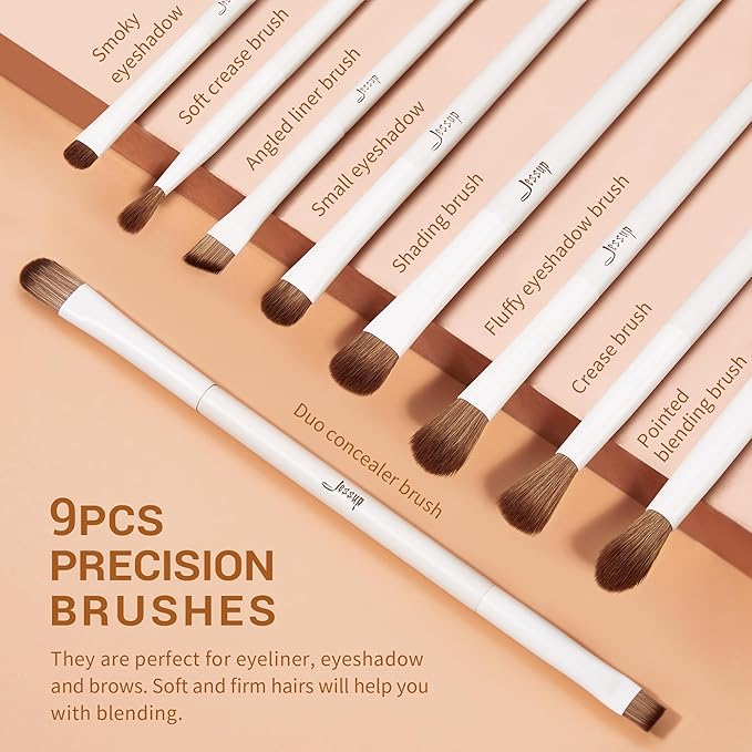 Jessup Makeup Brushes 14Pcs Makeup Brush Set Premium Synthetic Powder Foundation Contour Blush Concealer Eye Shadow Blending Liner Make Up Brush Kit Light Grey T329-FemmiqueWomen