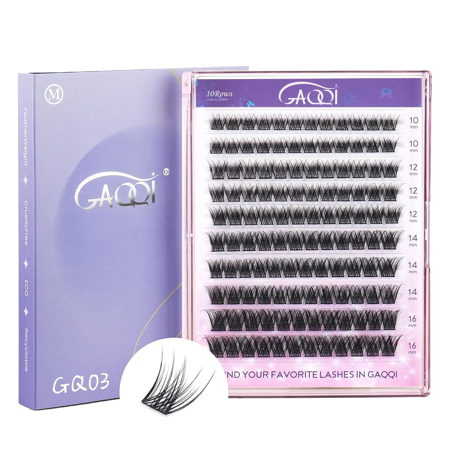 GAQQI Lash Clusters, Eyelash Clusters 120PCS C Curl Individual Lashes, Wispy Cluster Eyelash Extension 10-16mm Mixed Length, Natural Looking Cluster Lashes （GQ03, C Curl, 10-16mm)-FemmiqueWomen