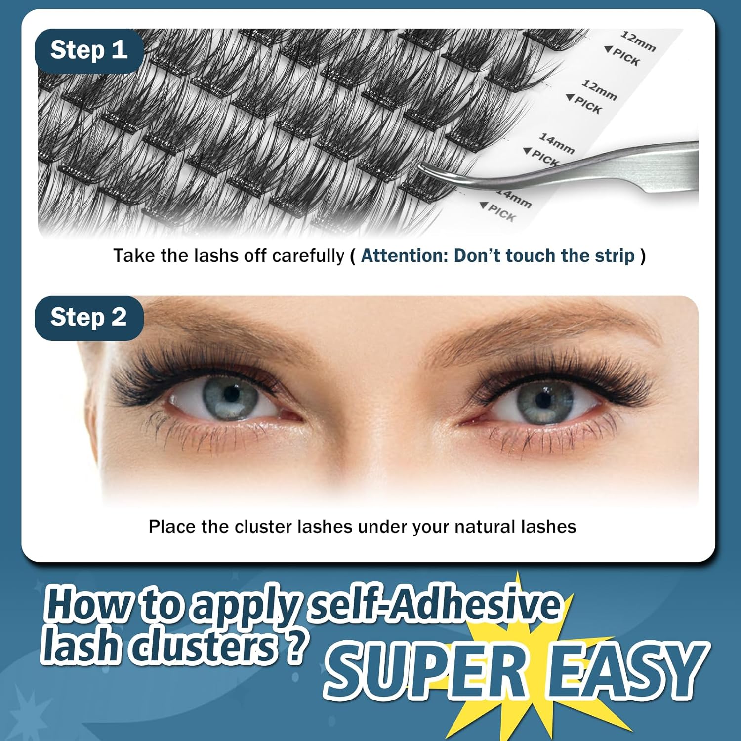 Self Adhesive Eyelashes, 156 PCS Self Adhesive Eyelash Clusters, No Glue Needed, Glue Strips Individual Lash Extension Super Sticky Reusable False Lashes (Fluffy-Mixed)-FemmiqueWomen