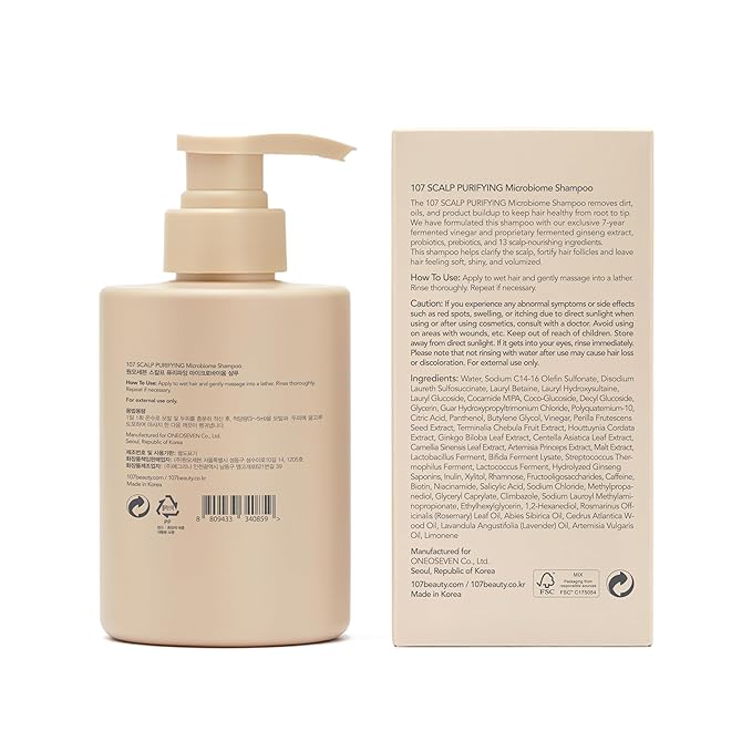 107 Clarifying Shampoo - Purifying Shampoo for Build Up, Dirt, Oil, Itchy, Dry Scalp – Fermented Vinegar & Ginseng for Refreshed & Revitalized Scalp - Paraben, Phthalate and Sulfate Free (16.9 oz)-FemmiqueWomen