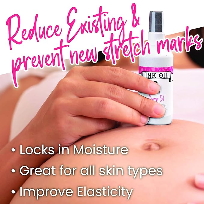 Ink Oil Bump Oil Stretch Mark Treatment | Baby Bump Essentials | Scar Removal | Pregnancy Must Haves First Trimester | Maternity Care | Ink - Bio Oil Stretch Marks Pregnancy | Advanced Skincare-FemmiqueWomen