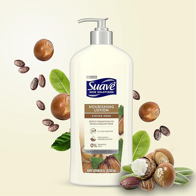 Suave Skin Solutions Body Lotion, Cocoa Butter & Shea, 18 Fl Oz (Pack of 6)-FemmiqueWomen