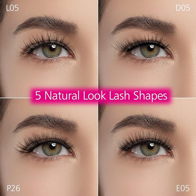 Eliace Luxurious 50 Pairs 5 Styles Cat Eye Lashes Wispy False Eyelashes Natural look 3D Mink Lashes Fake Eyelashes Kit, Thin Soft Band Comfortable Fluffy Volume Cross Strip Lash, with Lash Tweezers-FemmiqueWomen