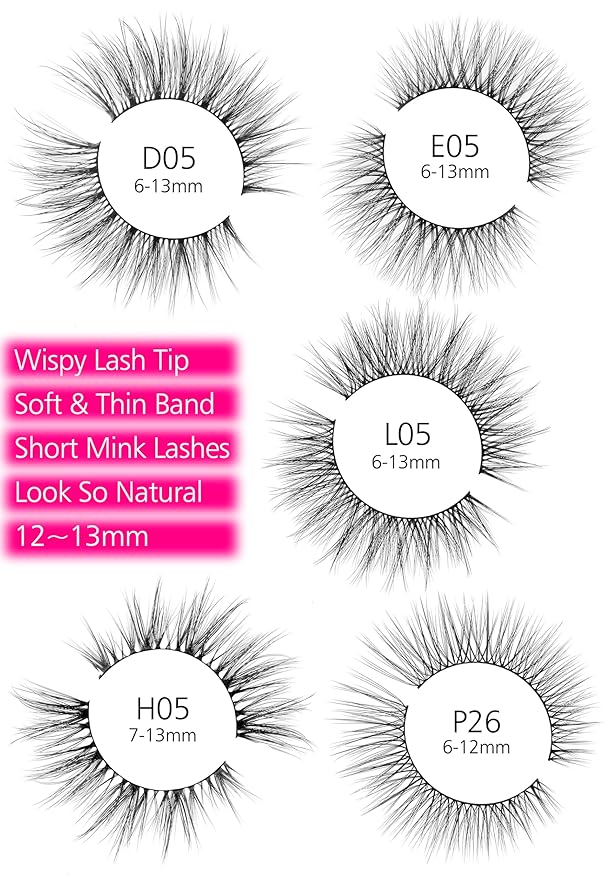 Eliace Luxurious 50 Pairs 5 Styles Cat Eye Lashes Wispy False Eyelashes Natural look 3D Mink Lashes Fake Eyelashes Kit, Thin Soft Band Comfortable Fluffy Volume Cross Strip Lash, with Lash Tweezers-FemmiqueWomen