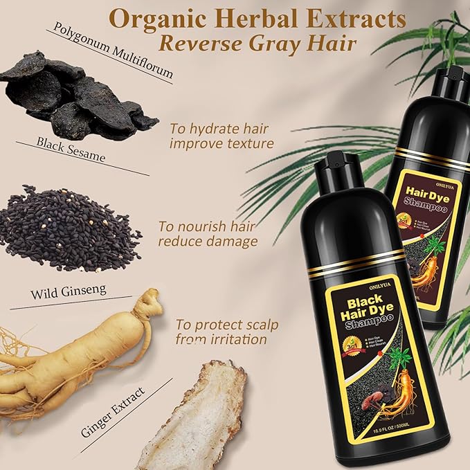 Burgundy Hair Dye Shampoo 3-IN-1,Gray Hair Coverage for Women & Men, Instant & Long-lasting Hair Color in Minutes, Pure Plant Extract Color Shampoo Hair Dye Kit for All Hair Types(Wine Red)-FemmiqueWomen