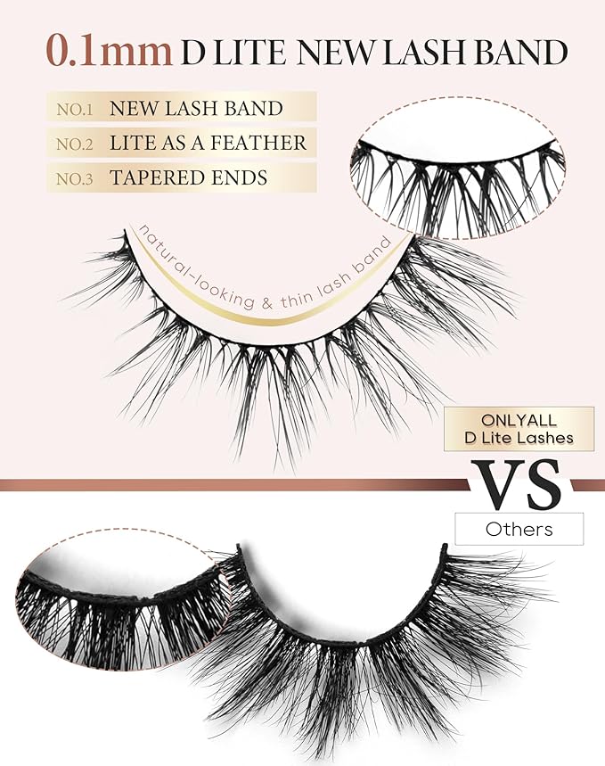 Onlyall Cat Eye Lashes Natural Lashes False Eyelashes Fox Eye Lashes False Lashes 7 Pairs D5-FemmiqueWomen