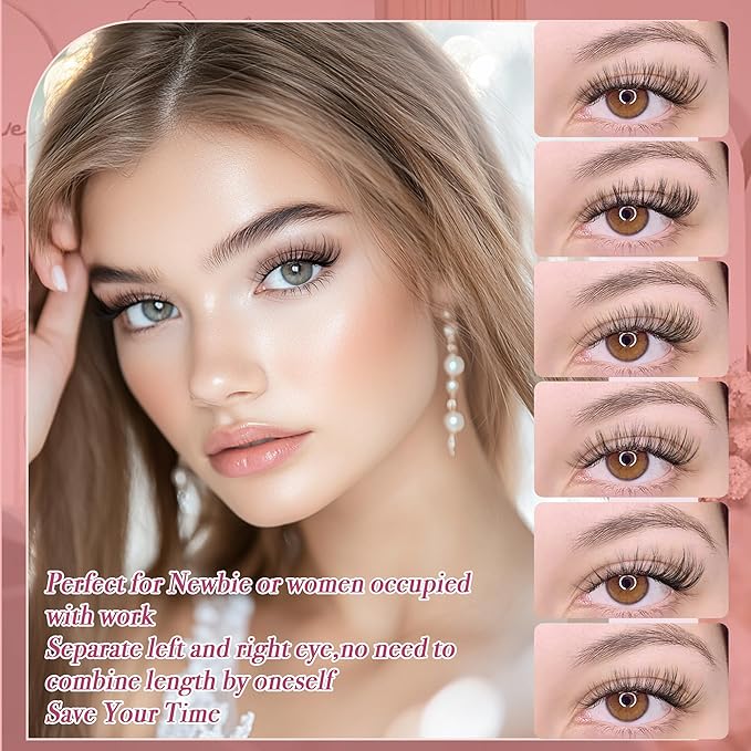 Lash Clusters - Dark Brown Lashes 360PCS Natural Wispy Fluffy Eyelash Clusters 8-16 MM Eyelash Extensions D Curl Faux Mink Lash Extensions DIY at Home-FemmiqueWomen