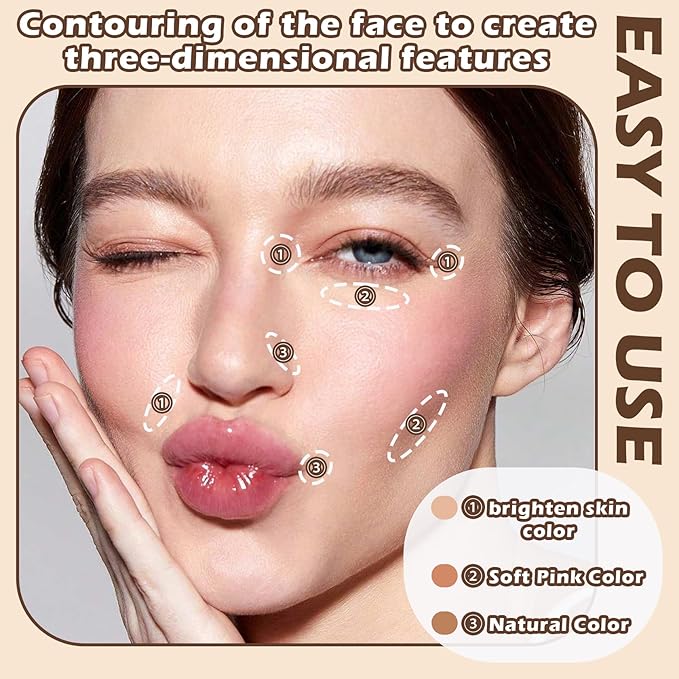 3 Colors Correcting Concealer Palette,Full Coverage Cream Contour Palette,Professional Contouring Foundation Long Wear Highlighting Concealer Contour Cream Makeup Palette with Brush-FemmiqueWomen