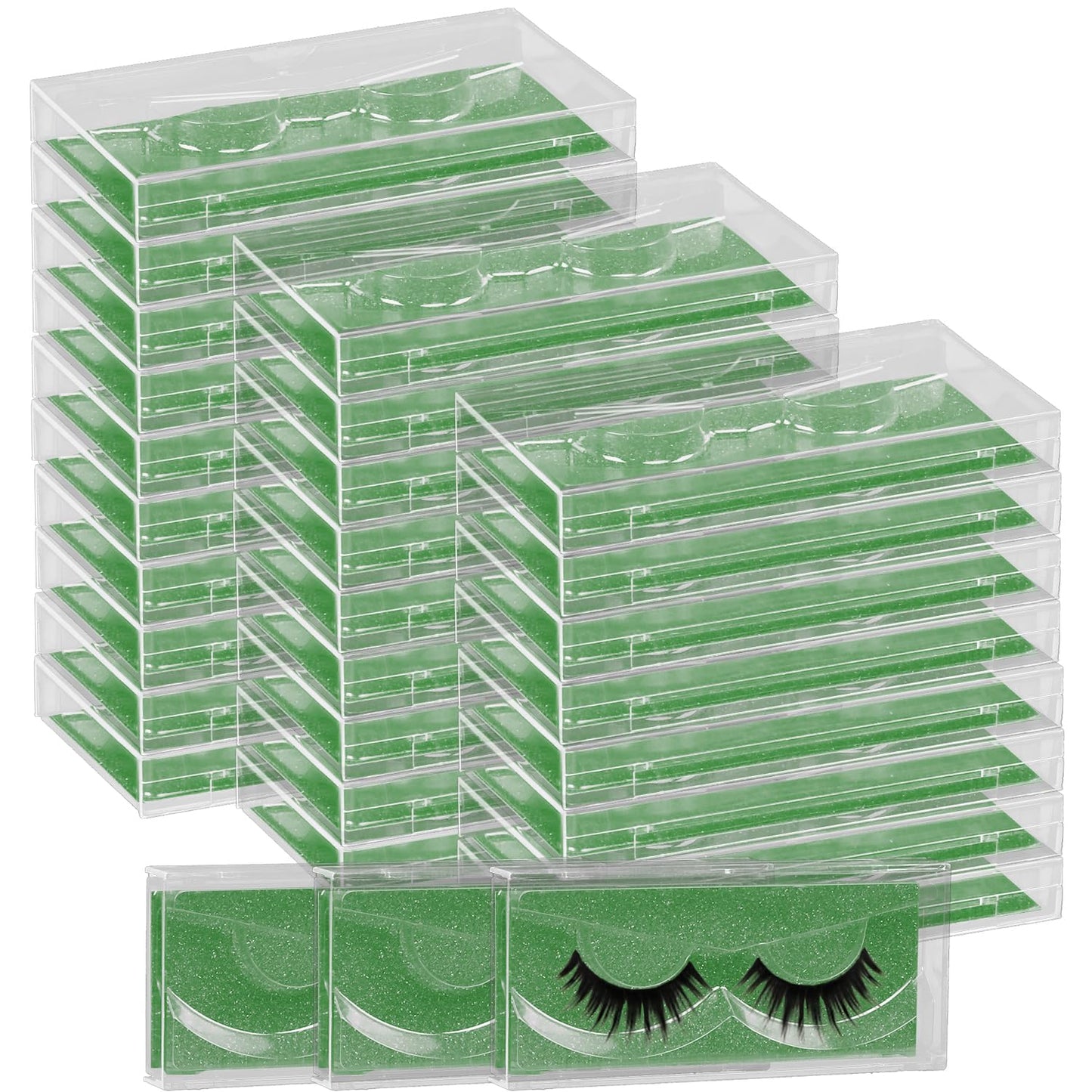 Premium Lash Display Cases - 30 Pack Customizable False Eyelash Storage Containers (Green)-FemmiqueWomen