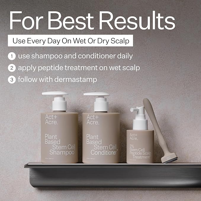 ACT+ ACRE Stem Cell Shampoo | Boosts Density, Hydrates Scalp, Removes Build-Up | Thicker, Fuller Looking Hair | Swiss Apple Stem Cells, Caffeine, Hyaluronic Acid | Vegan, Cold Processed® | 10 Fl Oz-FemmiqueWomen